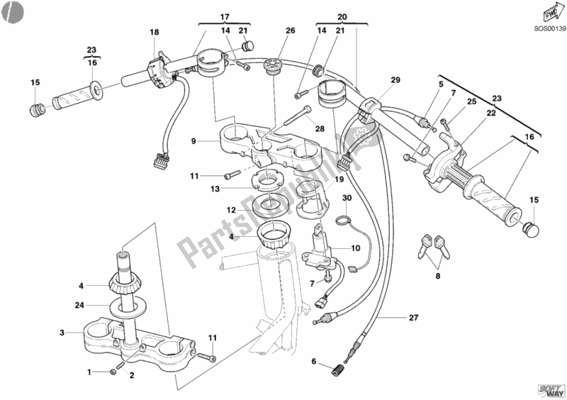 Toutes les pièces pour le Guidon du Ducati Supersport 620 S 2003